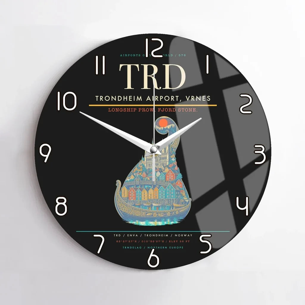 Trondheim Airport Vrnes TRD Wall-Clock No-Frame - Black