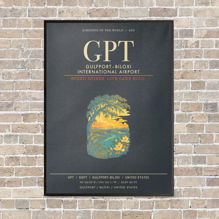 GulfportBiloxi International Airport GPT - Canvas Framed - Gray