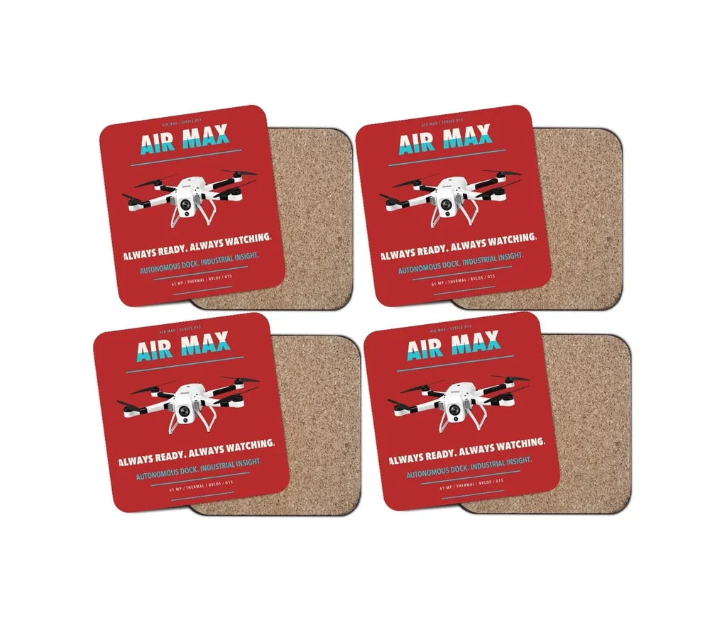 Percepto Air Max design on red 4 pieces set coaster