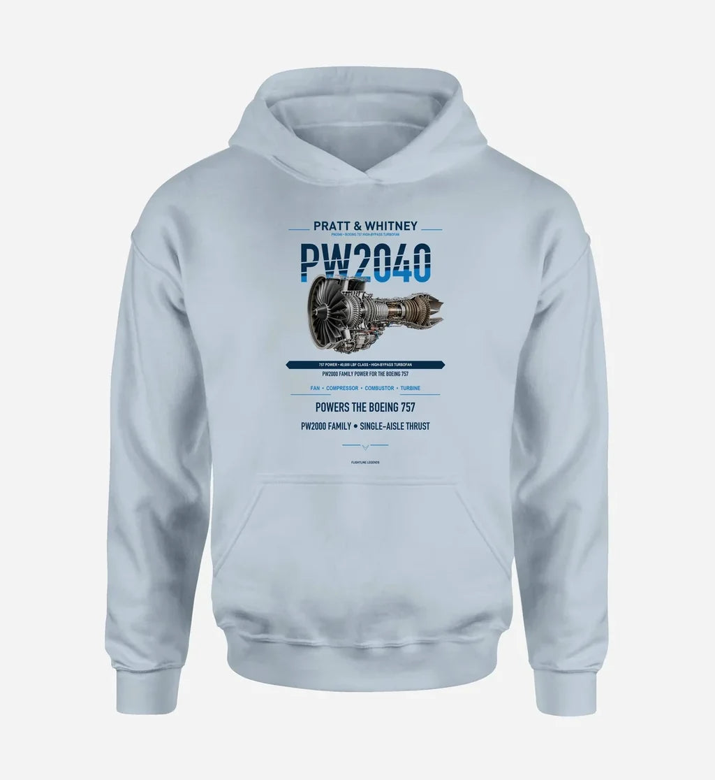 PW2040 design on light blue hoodie single side