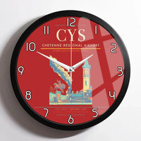 Thumbnail for Cheyenne Regional Airport (CYS) design on red framed wall clock