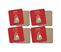 Thumbnail for Lanai Airport (LNY) design on red 4 pieces set coaster