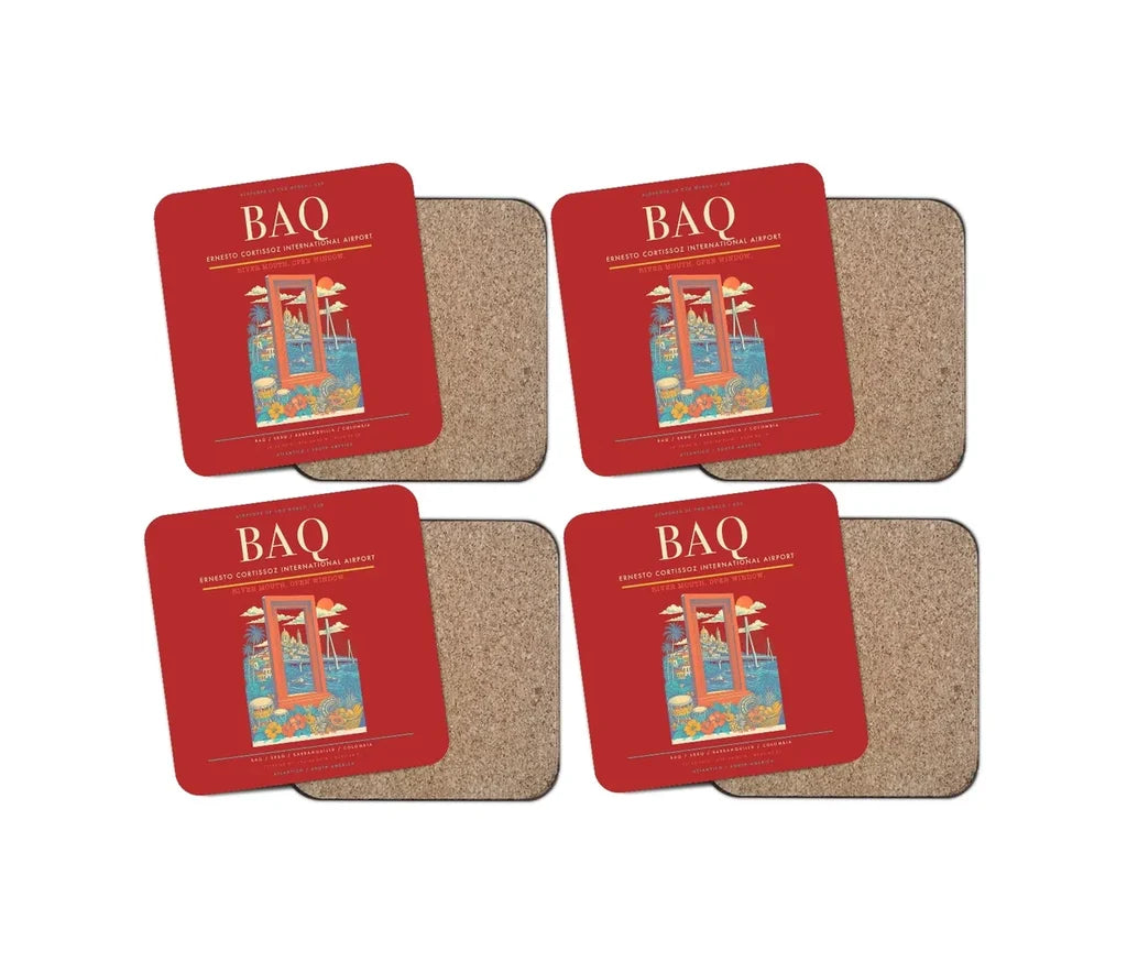 Ernesto Cortissoz International Airport BAQ Coaster 4-Pieces-Set - Red