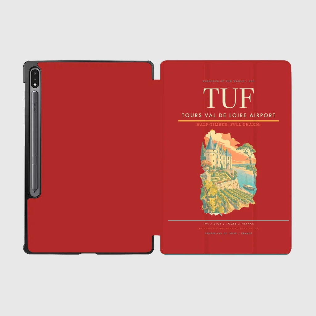Tours Val de Loire Airport (TUF) design on red samsung tablet tablet case