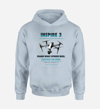 Thumbnail for DJI Inspire 3 design on light blue hoodie single side