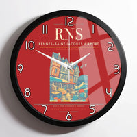 Thumbnail for Rennes–Saint-Jacques Airport (RNS) design on red framed wall clock