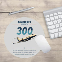 Thumbnail for Bombardier Challenger 300 design on light gray round mouse pad