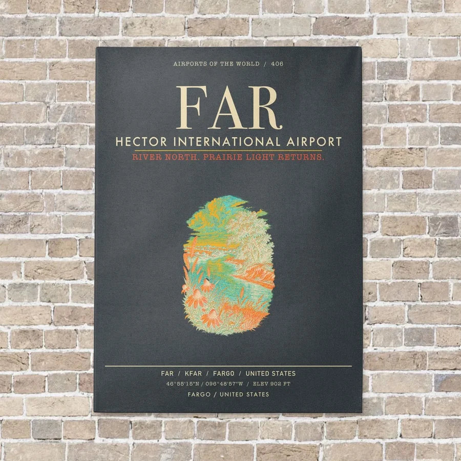 Hector International Airport FAR vertical canvas print - no frame - gray background