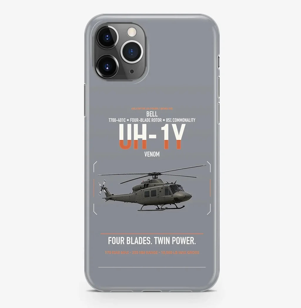 Bell UH-1Y Venom design on gray magsafe iphone case, for iPhone Pro Max