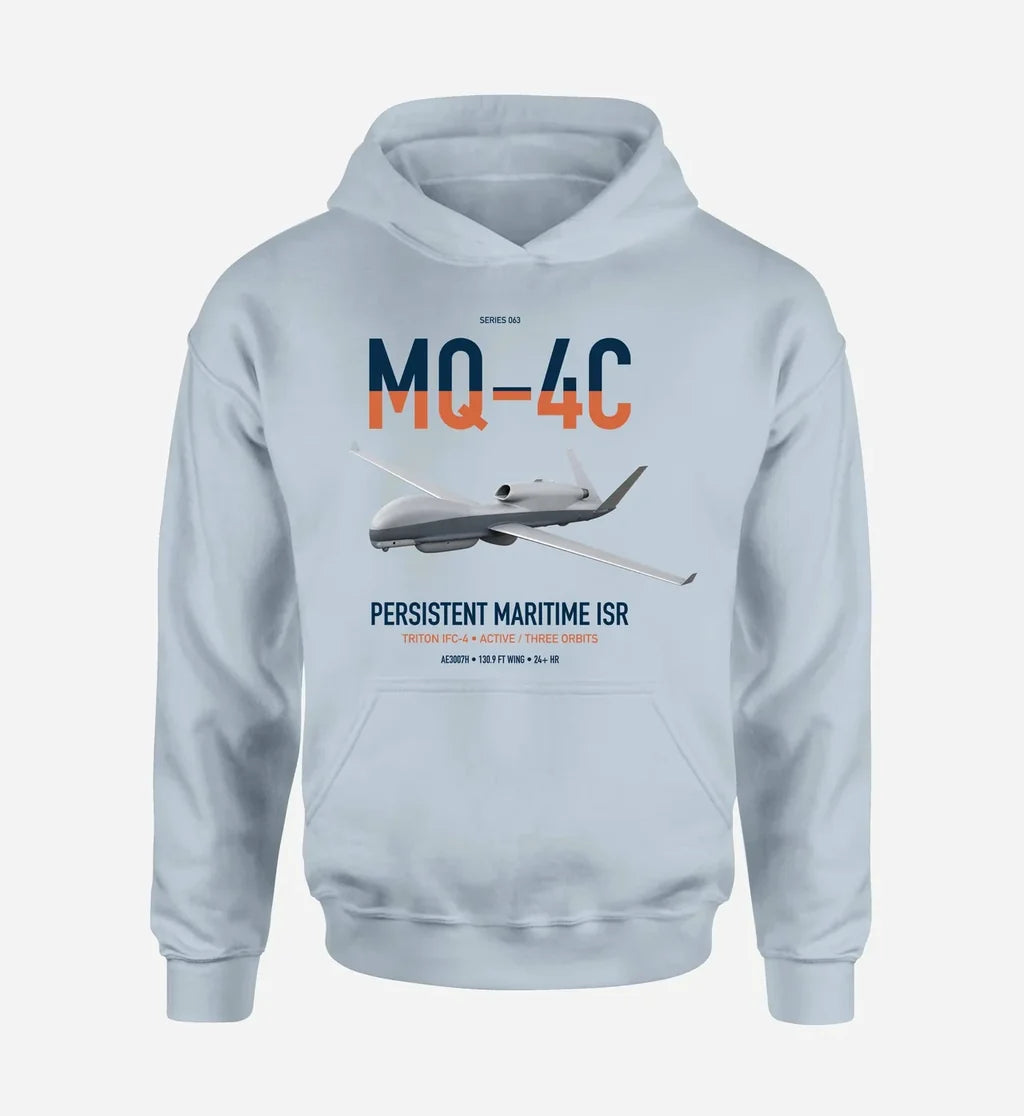 MQ-4C Triton IFC-4 design on light blue double-side hoodie, single-side print
