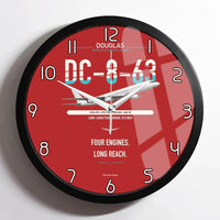 Thumbnail for Douglas DC-8-63 design on red framed wall clock