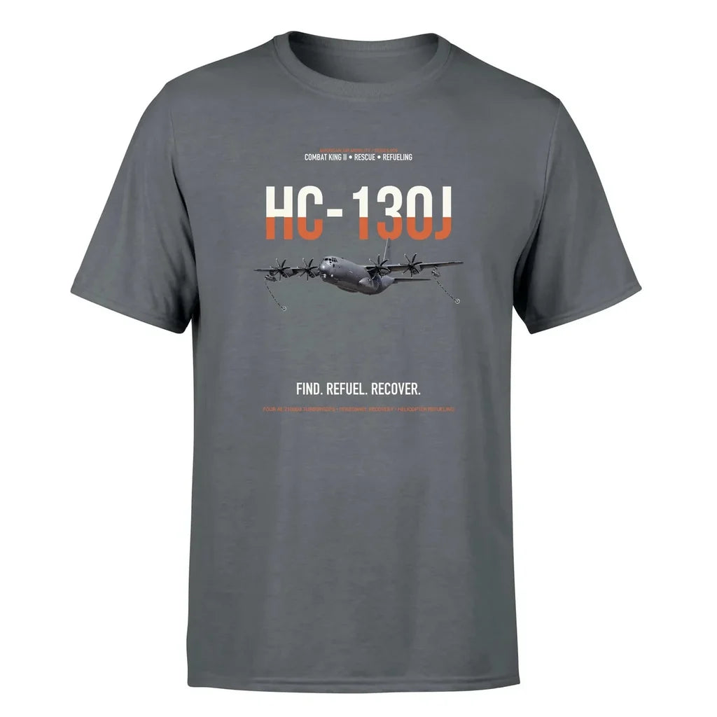 HC-130J COMBAT KING II design on gray double-side t-shirt, single-side print