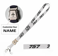 Thumbnail for Boeing 757 Flat Text seat belt lanyard - white with name