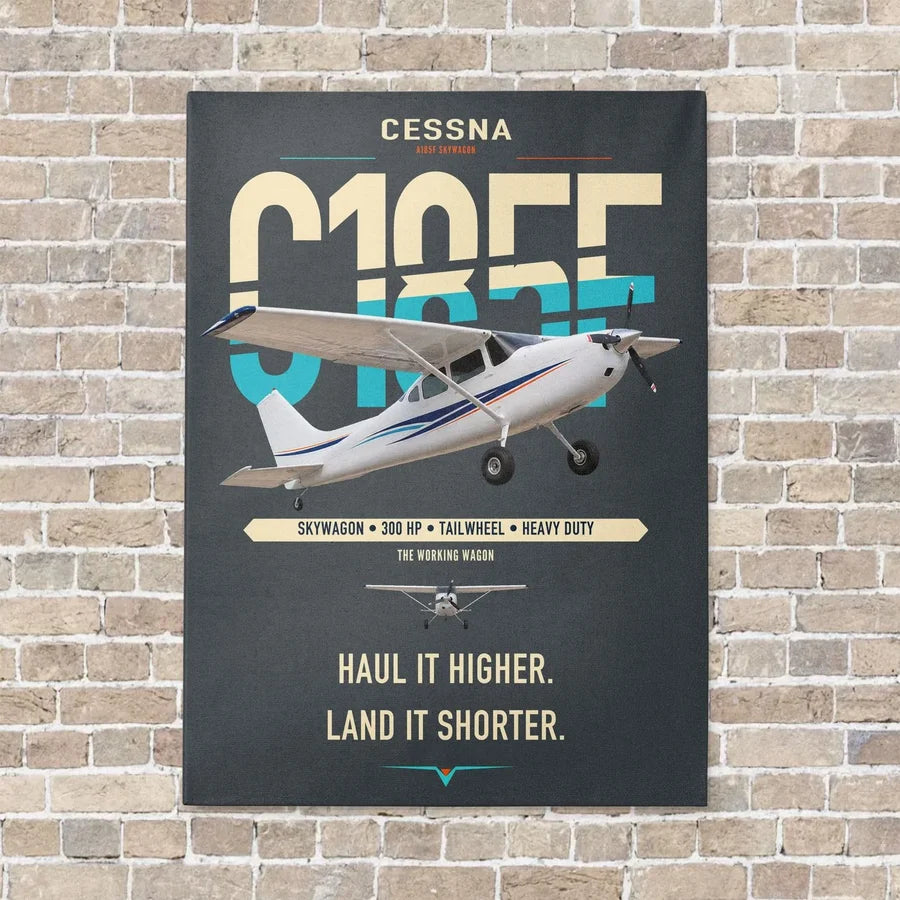 Cessna A185F Skywagon vertical canvas print - no frame - gray background