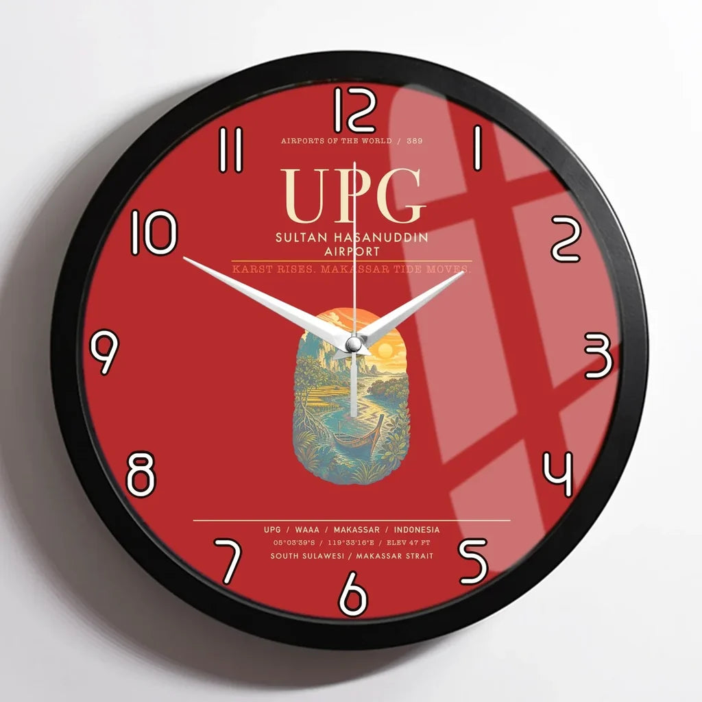 Sultan Hasanuddin Airport UPG Wall-Clock Framed - Red