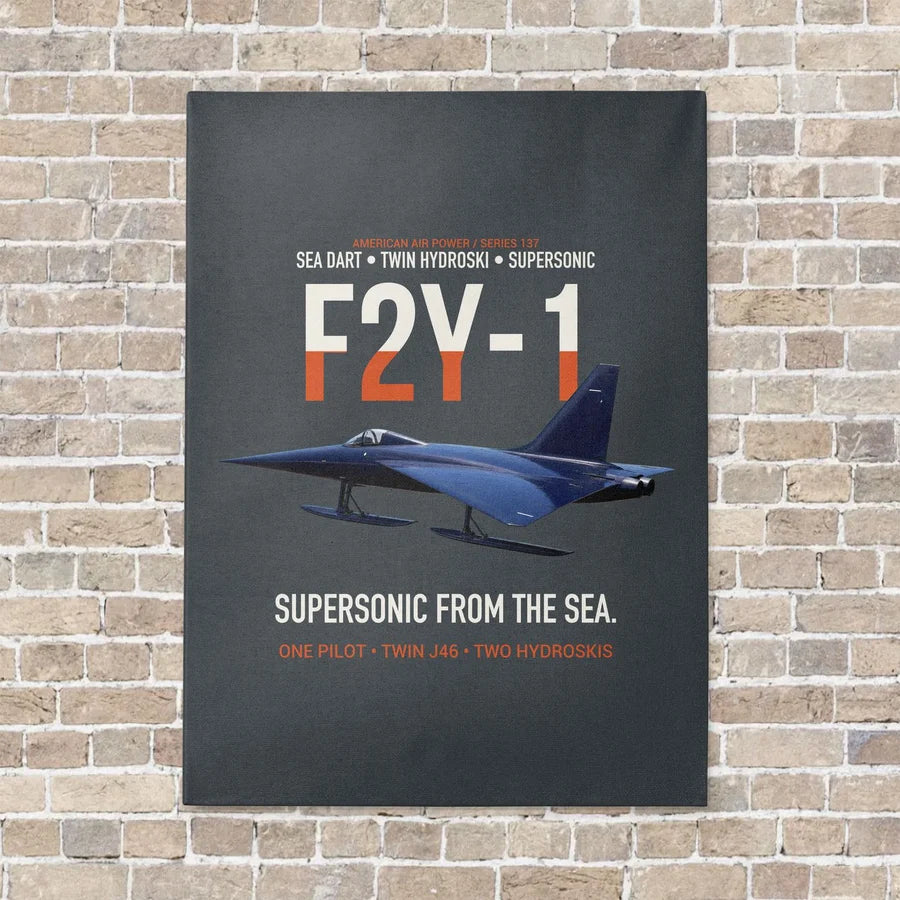 F2Y-1 Sea Dart Supersonic from the Sea vertical canvas print - no frame - gray background