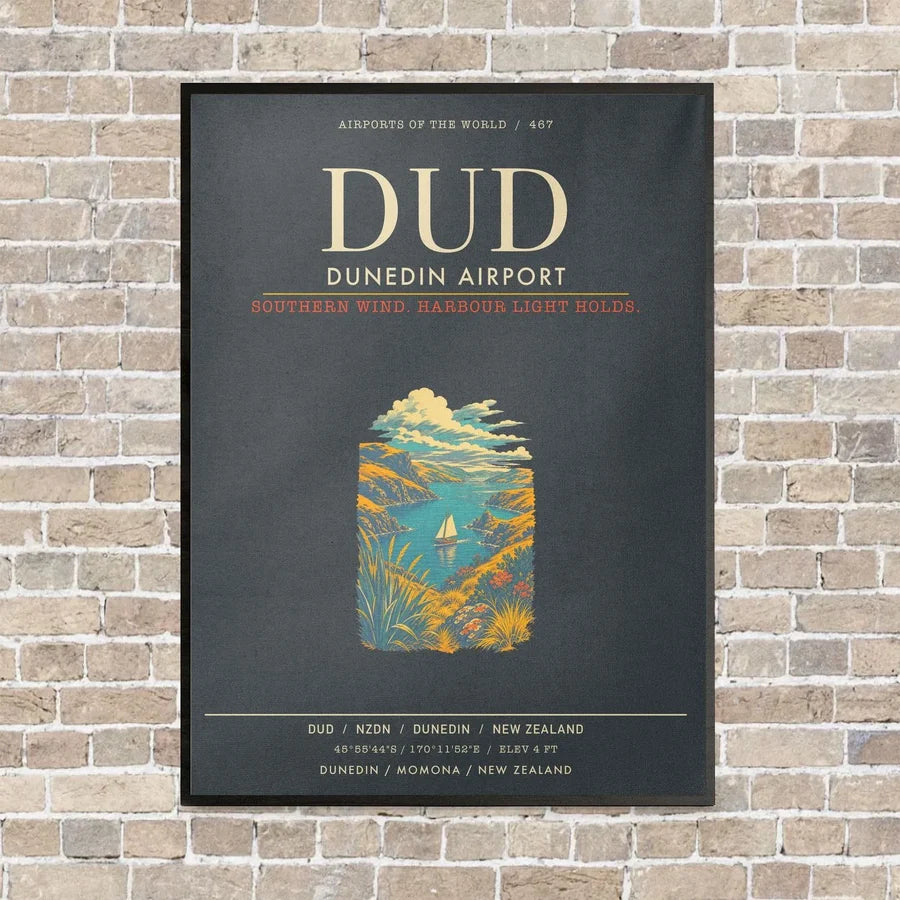 Dunedin Airport DUD - Canvas Framed - Gray