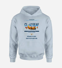Thumbnail for Canadair CL-415EAF design on light blue double-side hoodie, single-side print