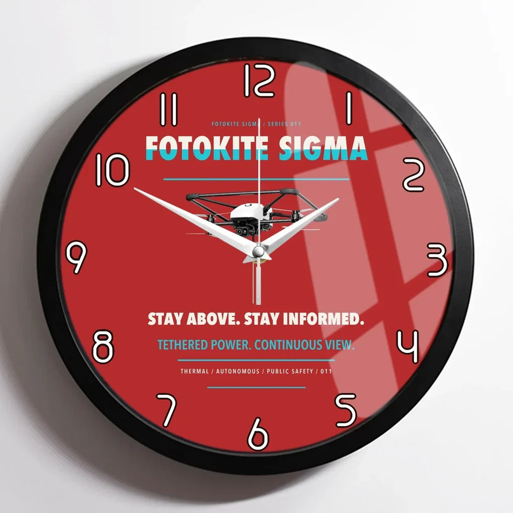 Fotokite Sigma design on red framed wall clock