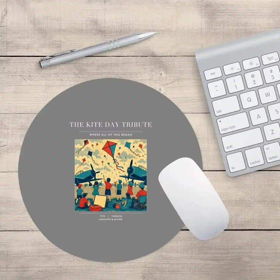 VINTAGE G4434 - The Kite Day Tribute - Designed Mouse Pads design on gray round
