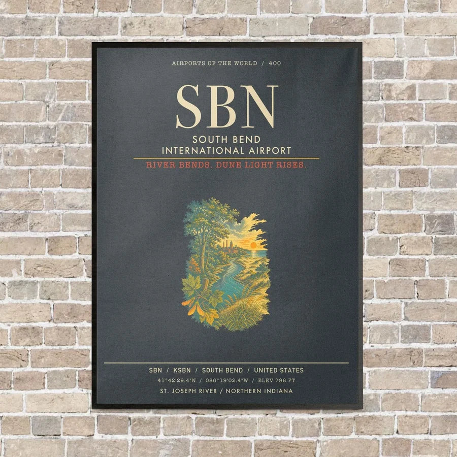 South Bend International Airport SBN - Canvas Framed - Gray