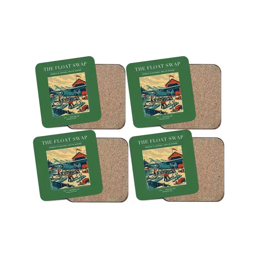 The Float Swap - Designed Coasters design on green 4-pieces-set