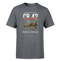 Thumbnail for Fiat CR.42 Falco design on gray t-shirt, single-side print