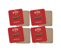 Thumbnail for Piasecki H-21C Shawnee design on red 4 pieces set coaster