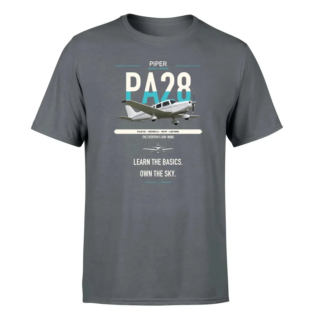 Piper PA-28-181 Archer LX design on gray t-shirt, single-side print