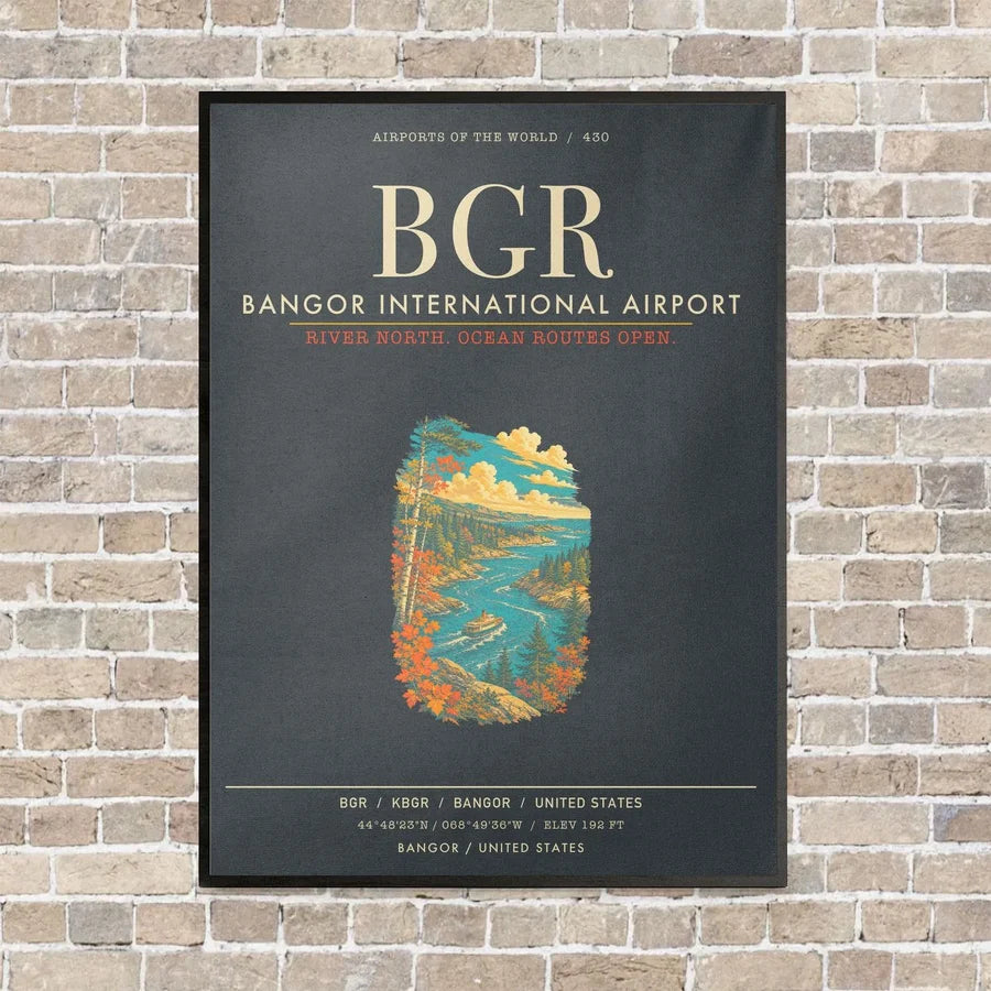 Bangor International Airport BGR - Canvas Framed - Gray