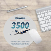 Thumbnail for Bombardier Challenger 3500 design on light gray round mouse pad