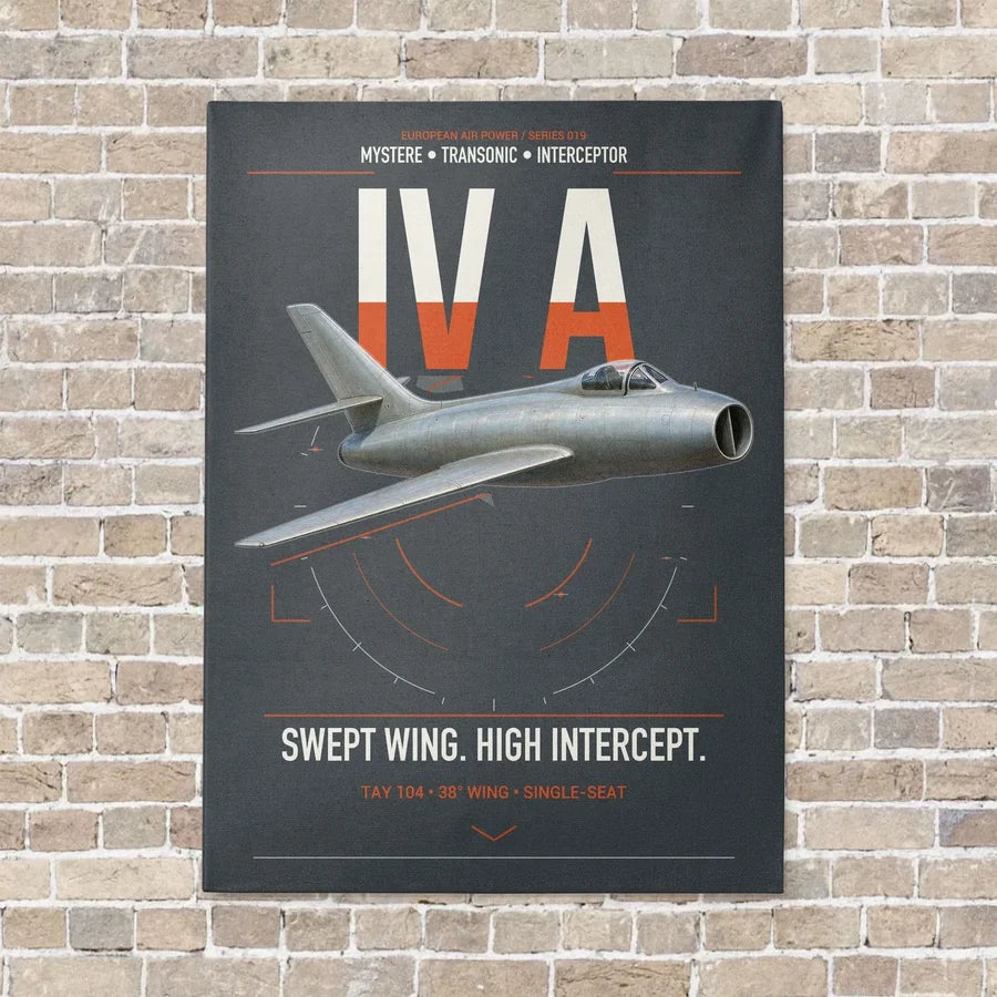 Dassault Mystère IV A vertical canvas print - no frame - gray background