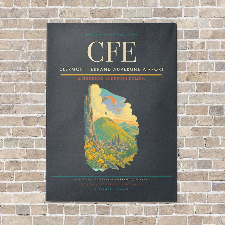 Clermont-Ferrand Auvergne Airport CFE - Canvas No Frame - Gray