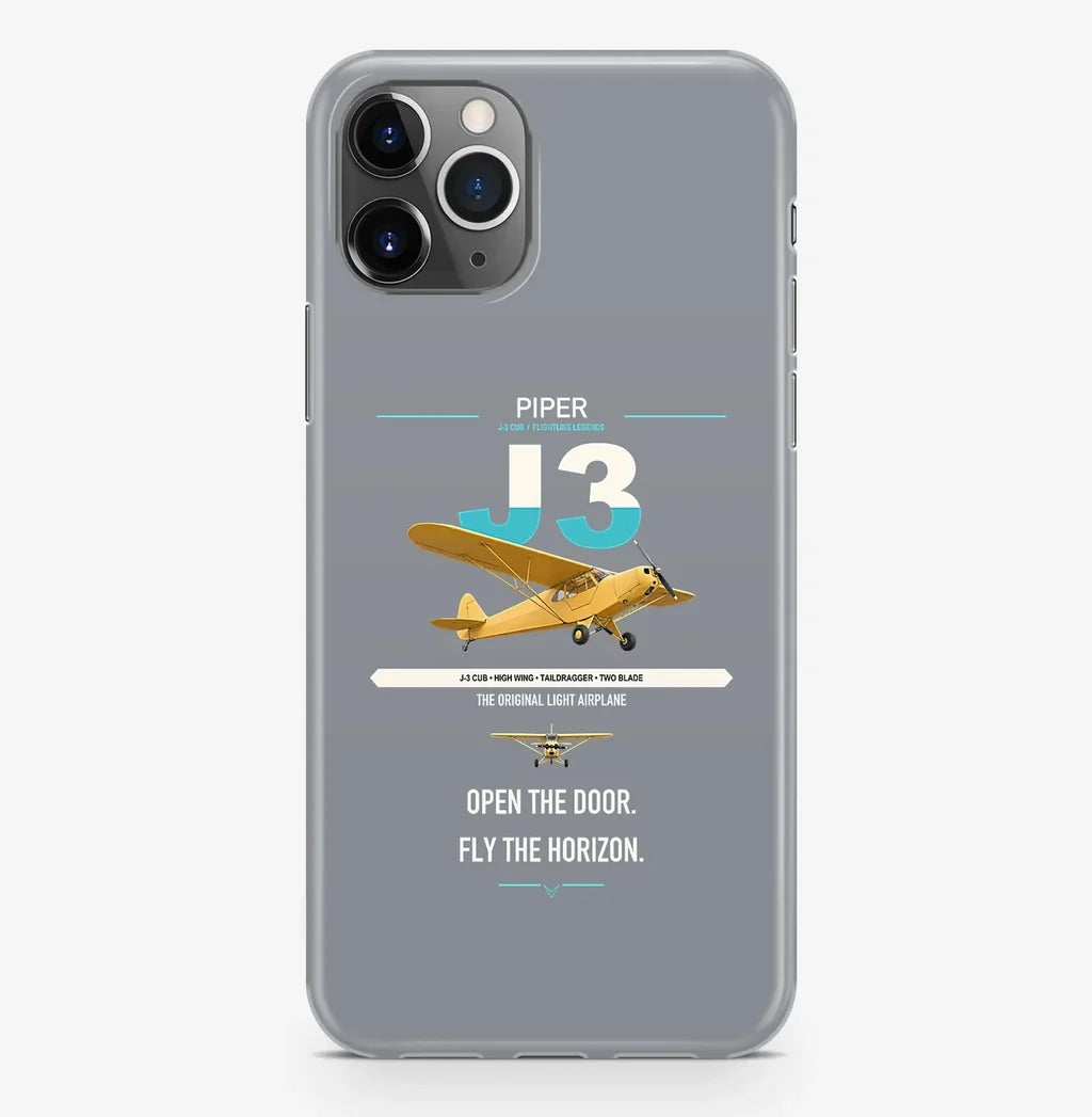 Piper J-3 Cub design on gray magsafe iphone case, for iPhone Pro Max