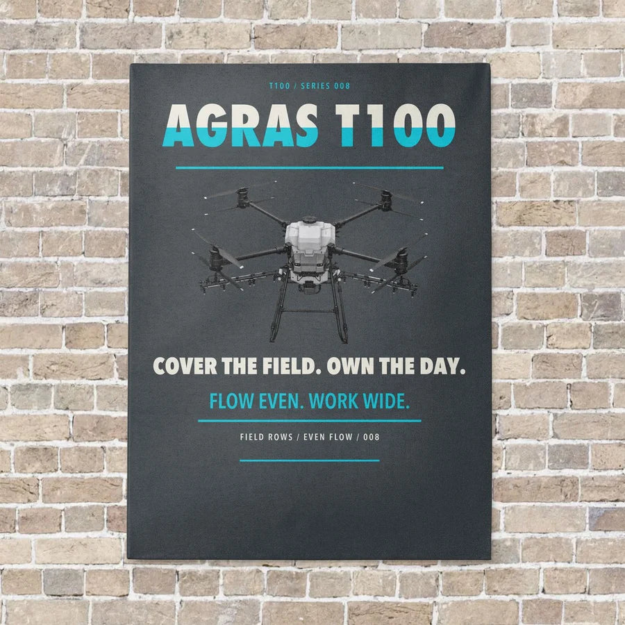 DJI Agras T100 vertical canvas print - no frame - gray background
