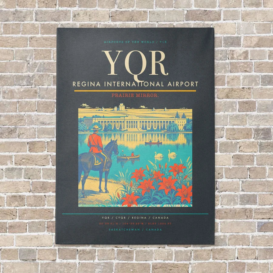 Regina International Airport YQR vertical canvas print - no frame - gray background