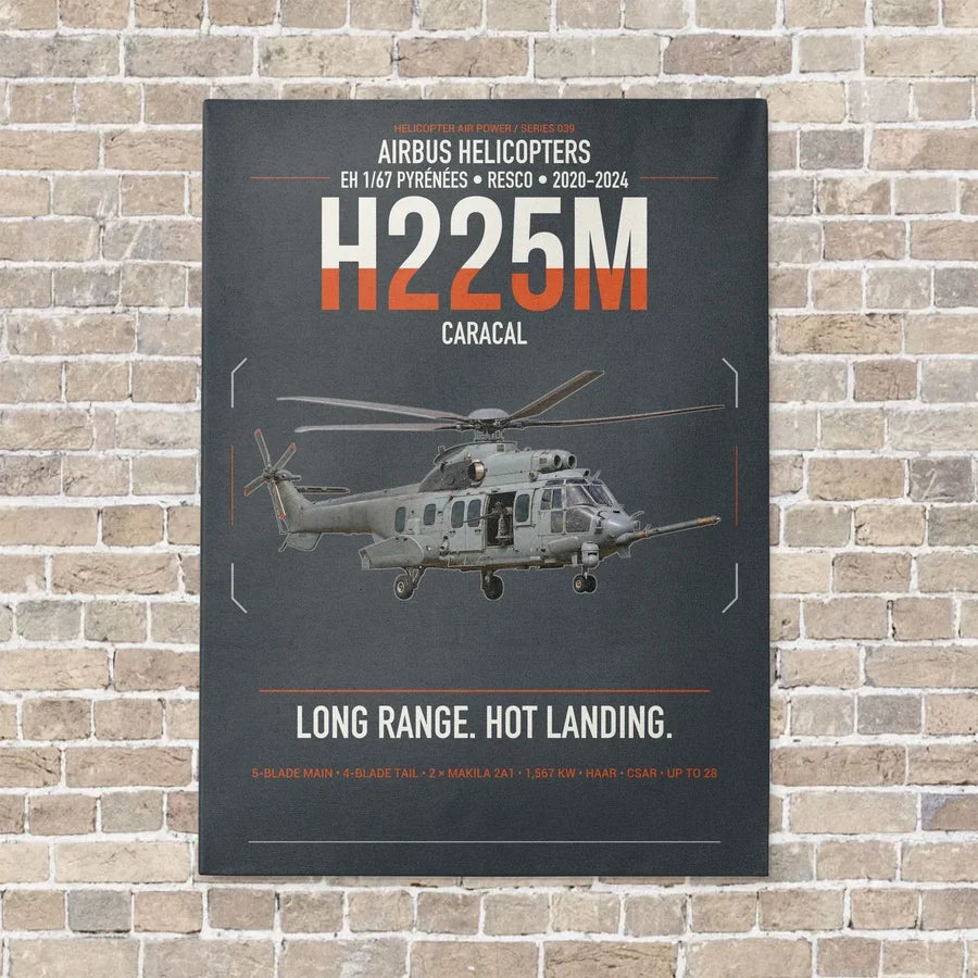 Airbus Helicopters H225M Caracal vertical canvas print - no frame - gray background