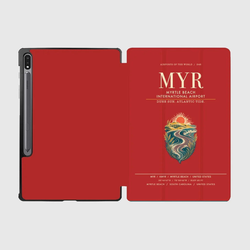 Myrtle Beach International Airport (MYR) design on red samsung tablet tablet case