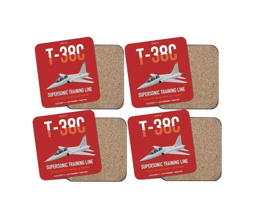 T-38C Talon design on red 4 pieces set coaster