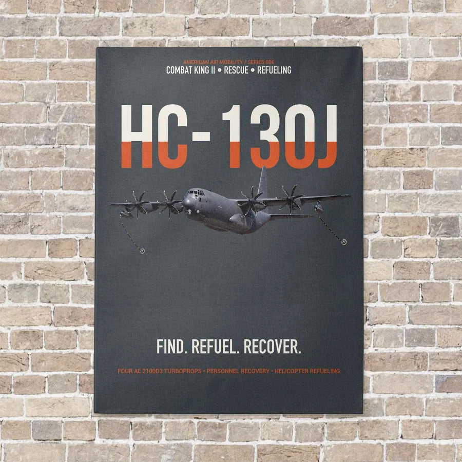 HC-130J COMBAT KING II vertical canvas print - no frame - gray background