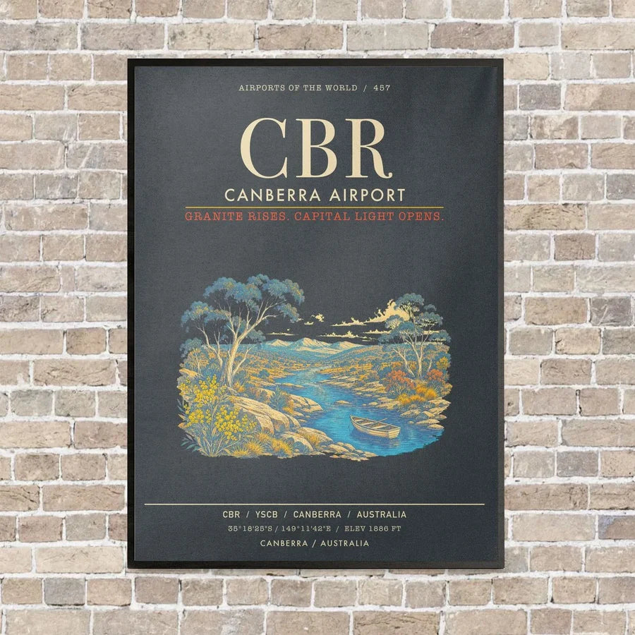 Canberra Airport CBR - Canvas Framed - Gray