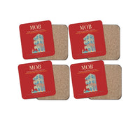 Thumbnail for Mobile Regional Airport (MOB) design on red 4 pieces set coaster
