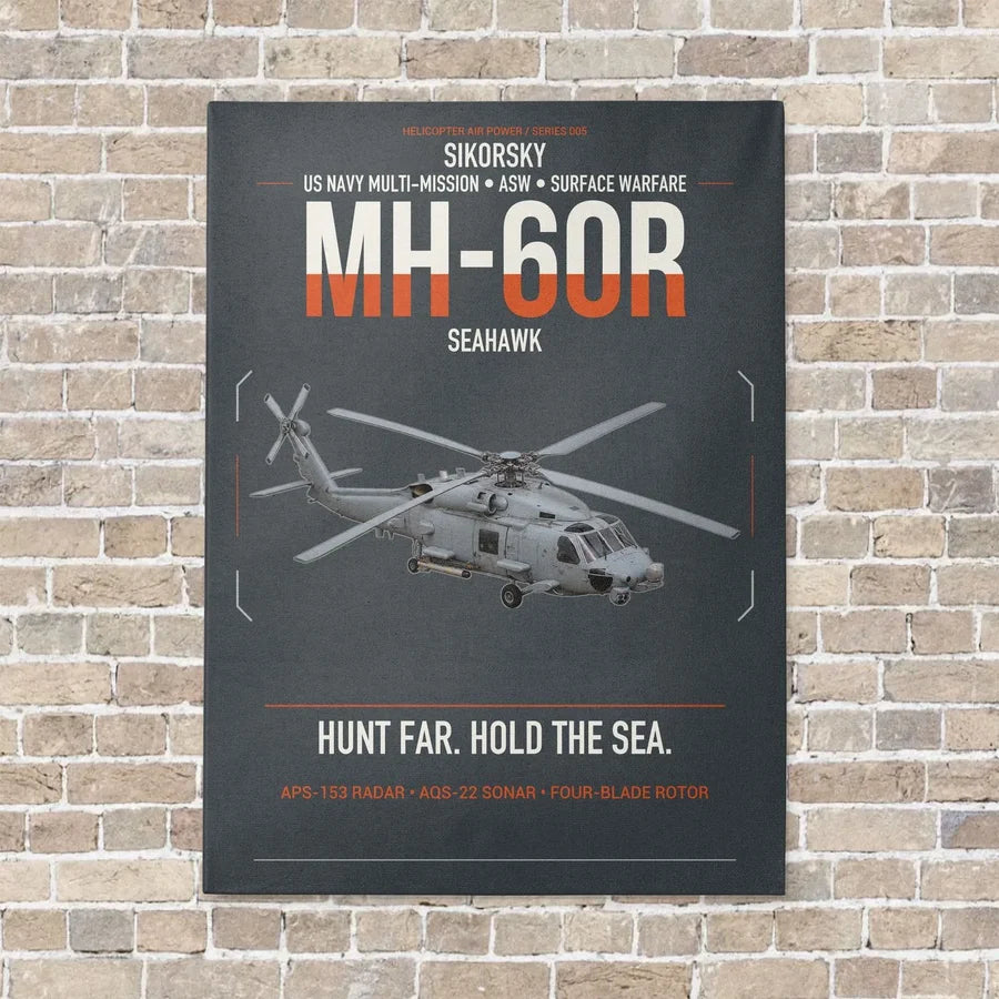 Sikorsky MH-60R Seahawk vertical canvas print - no frame - gray background