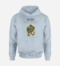 Thumbnail for Mammoth Yosemite Airport (MMH) design on light blue hoodie single-side print