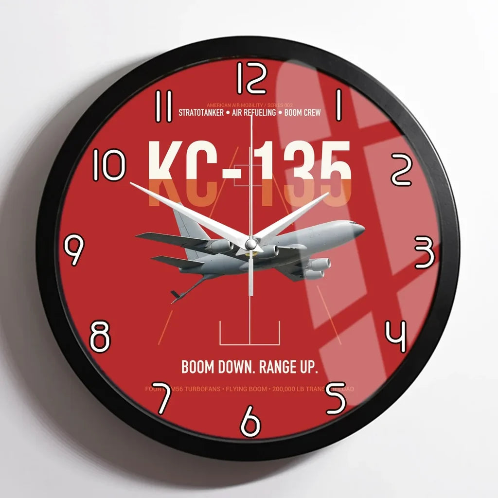 KC-135 STRATOTANKER design on red framed wall clock