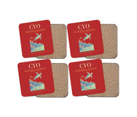 Thumbnail for Vilo Acuña Airport (CYO) design on red 4 pieces set coaster