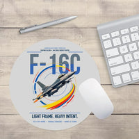 Thumbnail for F-16C Fighting Falcon design on light gray round mouse pad