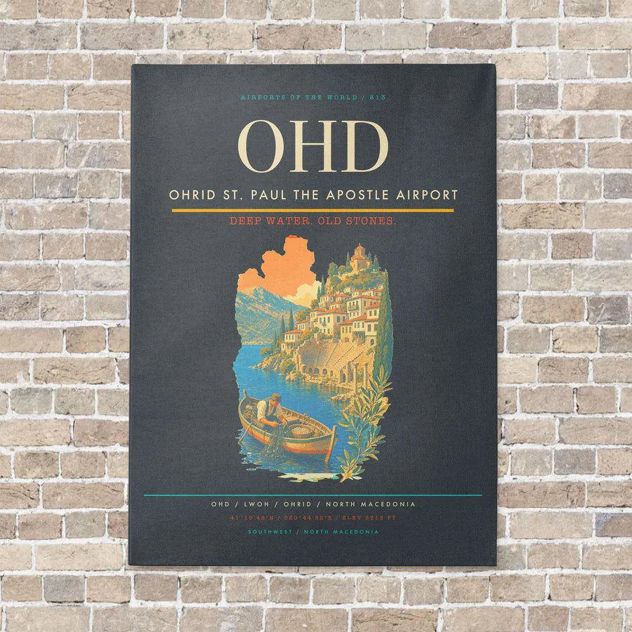 Ohrid St. Paul the Apostle Airport OHD vertical canvas print - no frame - gray background