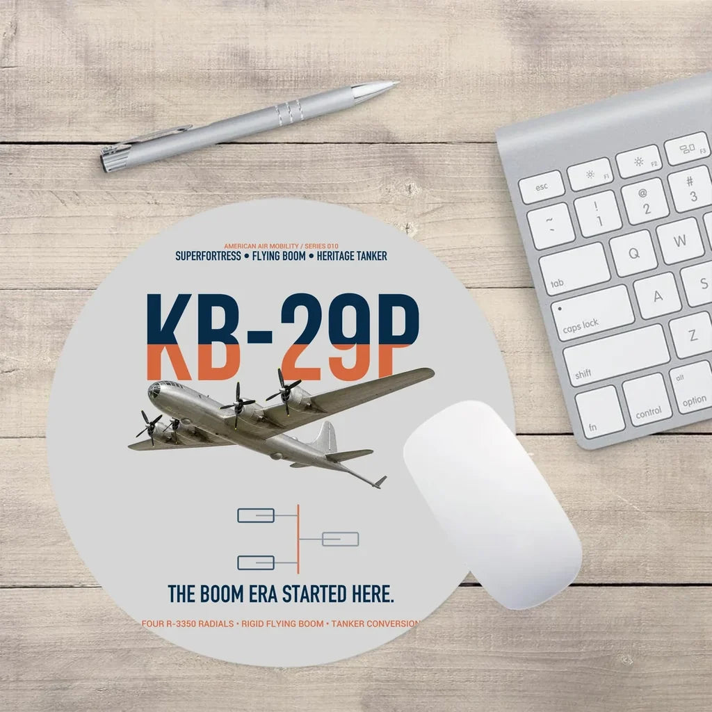 KB-29P SUPERFORTRESS design on light gray round mouse pad