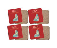 Thumbnail for Ahmed Ben Bella Airport (ORN) design on red 4 pieces set coaster